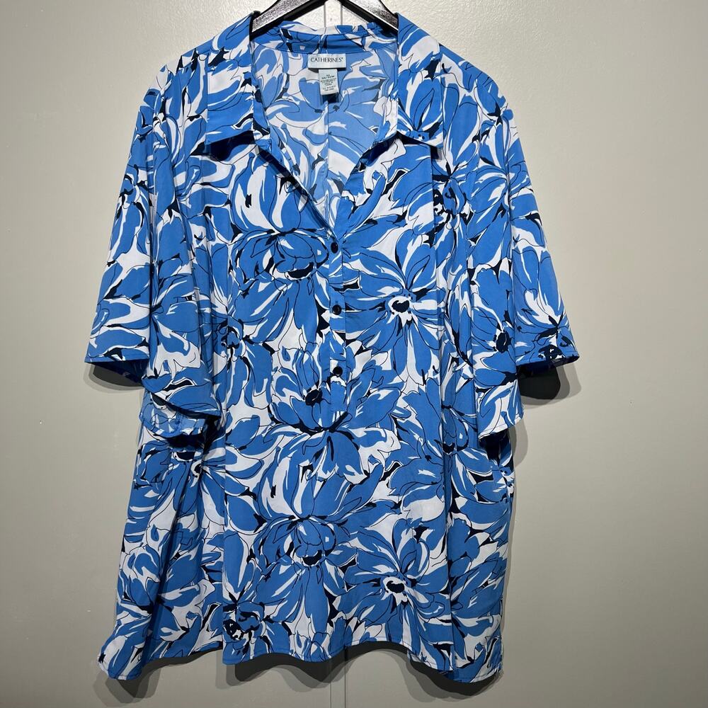 Catherine's Collared Button Down Floral Blouse - … - image 1